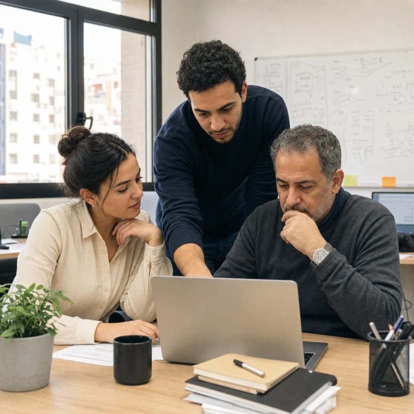 Équipe en Algérie travaillant sur la gestion commerciale
