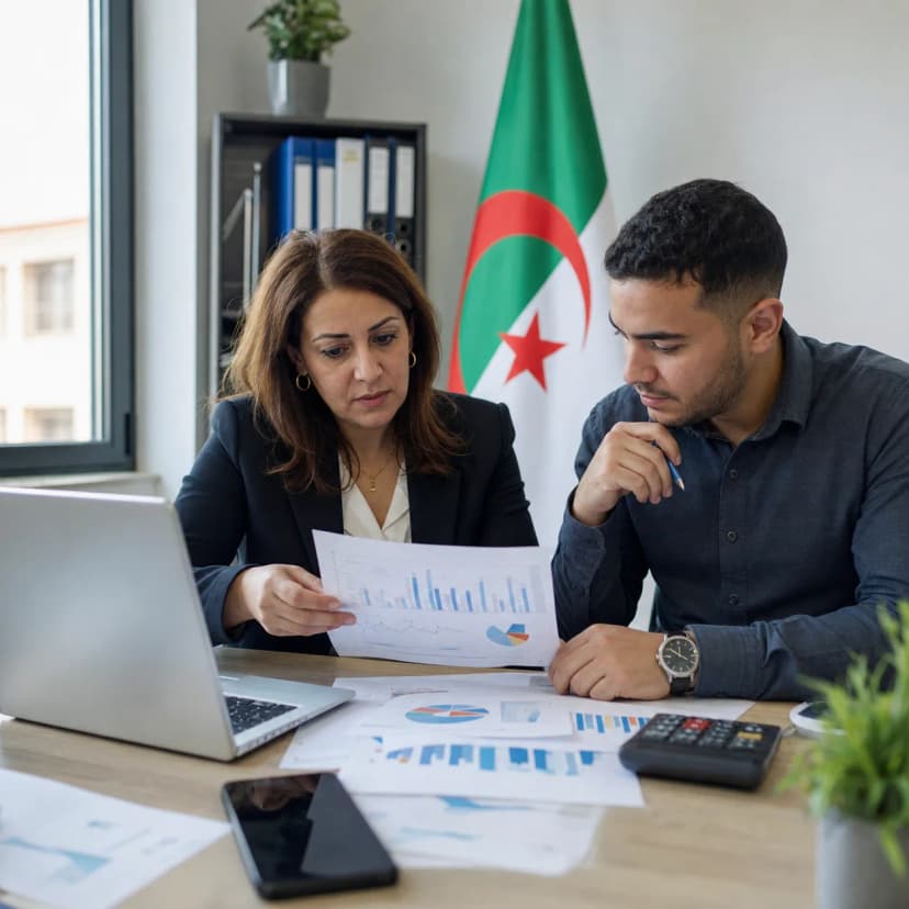 Cadres en Algérie analysant les statistiques commerciales