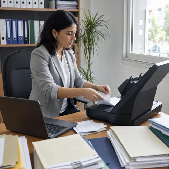 Responsable administrative en Algérie classant des documents